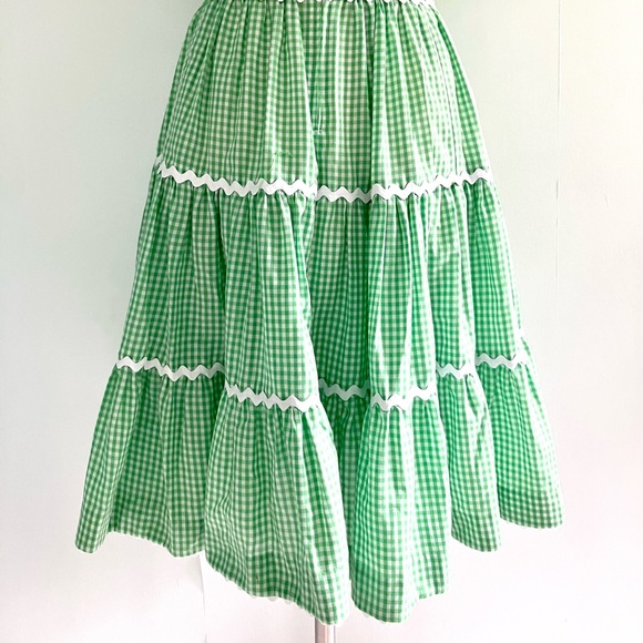 Vintage 60’s green & white gingham plaid country western square dance dress - Picture 7 of 8